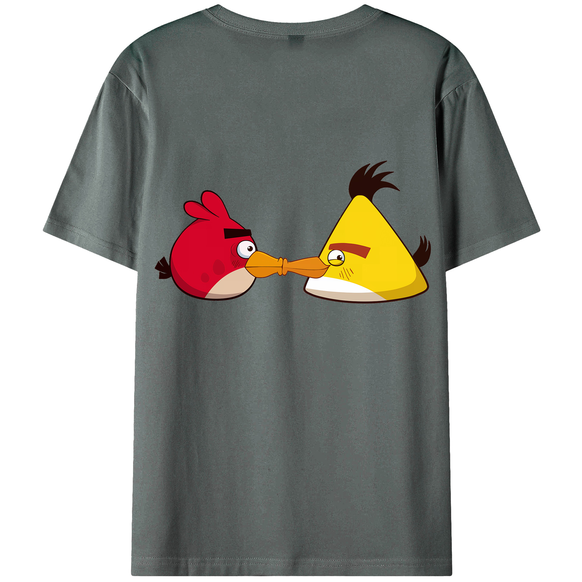 （画像用） Angry Birds アングリーバード 綿100％ メンズ半袖Tシャツ（バックプリント） 通気性